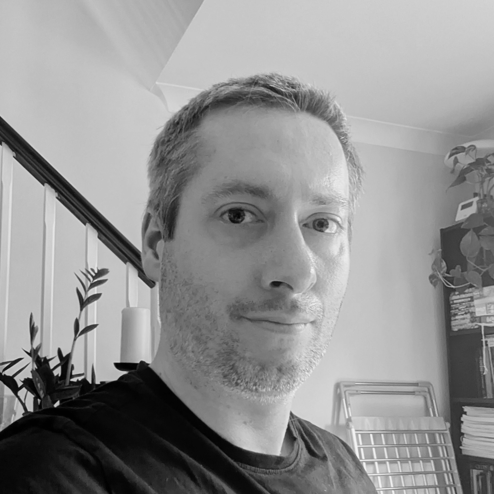 A black and white photo of the site's author